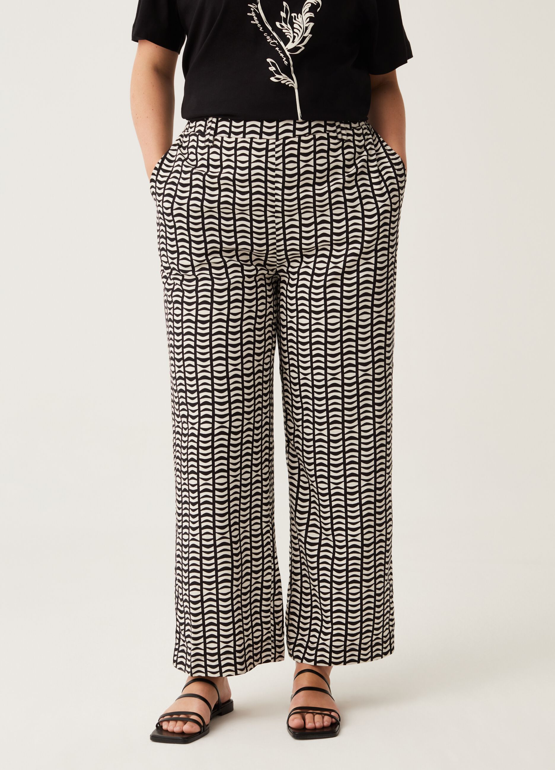 Pantaloni wide leg stampa all-over Curvy MYA_1