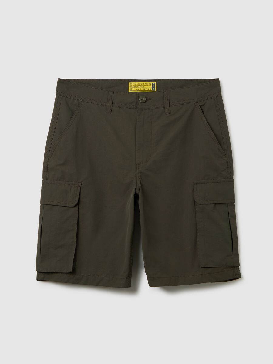 Men's regular fit green cotton blend Bermuda shorts_4