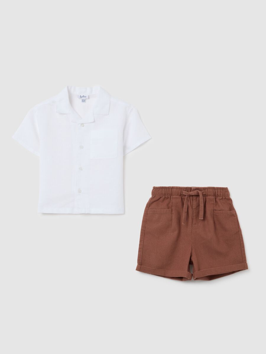 Newborn Summer Set in White and Brown Linen_0
