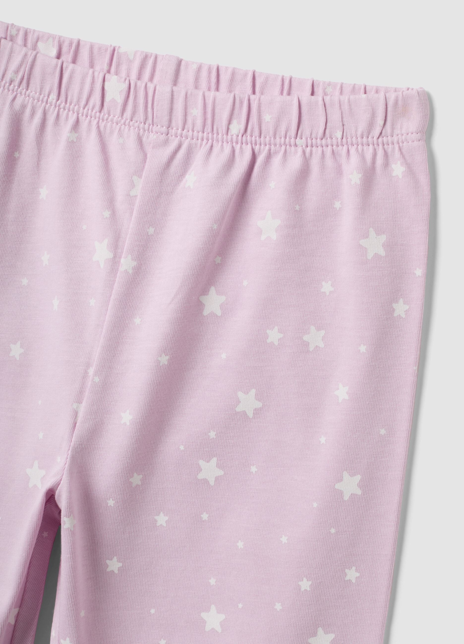 Pink organic cotton jersey pyjamas with star print