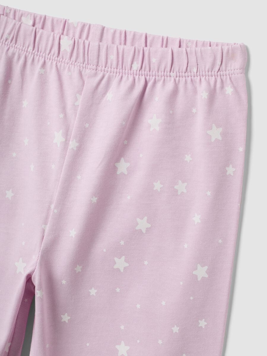 Pigiama rosa in cotone jersey organico con stampa di stelle_2