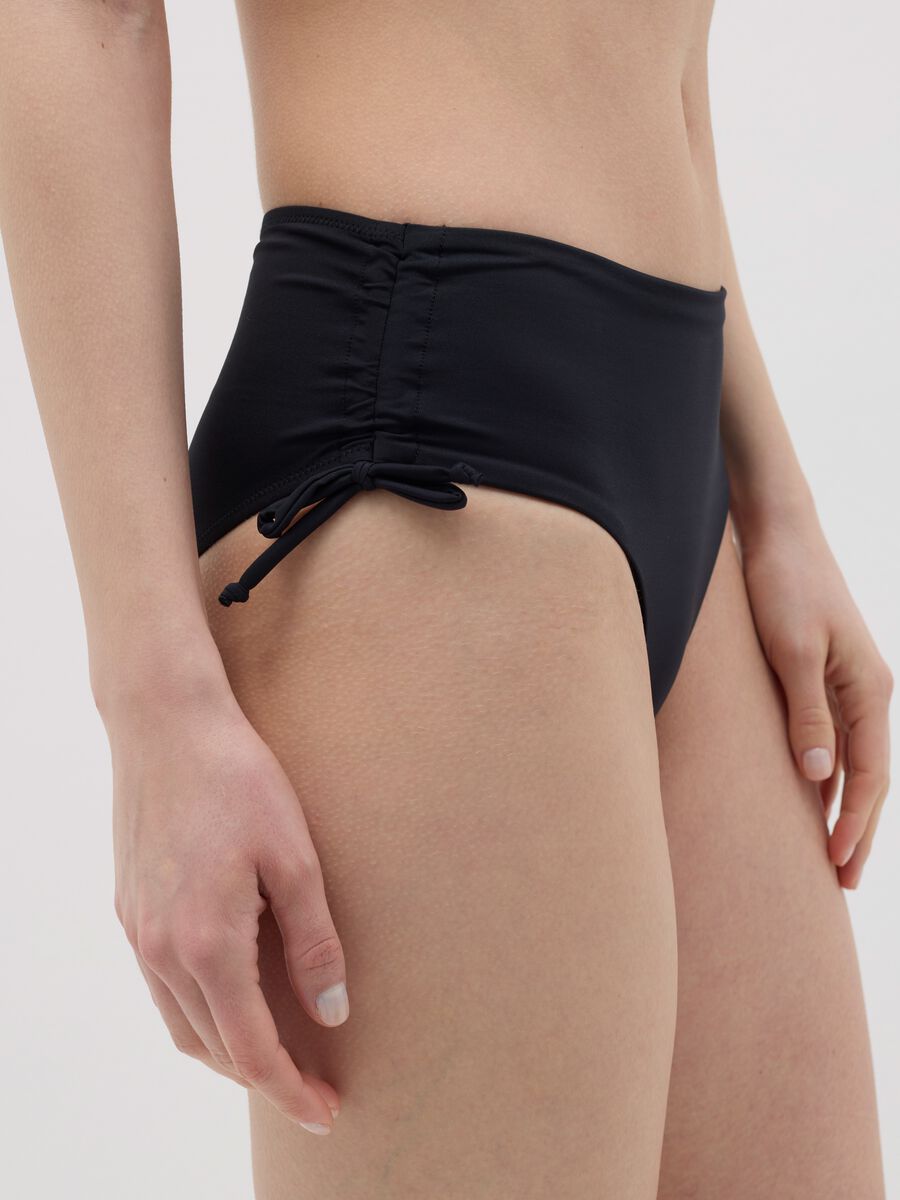 Black bikini French knickers with gathering_3