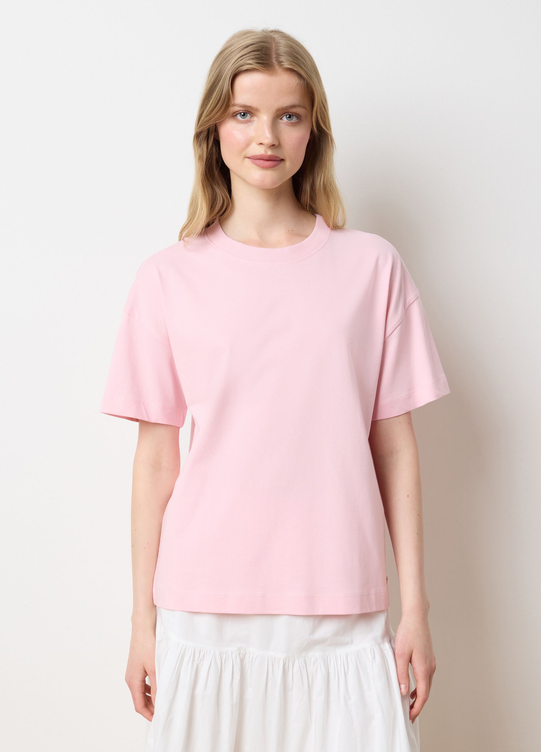 Pink crew neck organic cotton T-shirt Les Copains