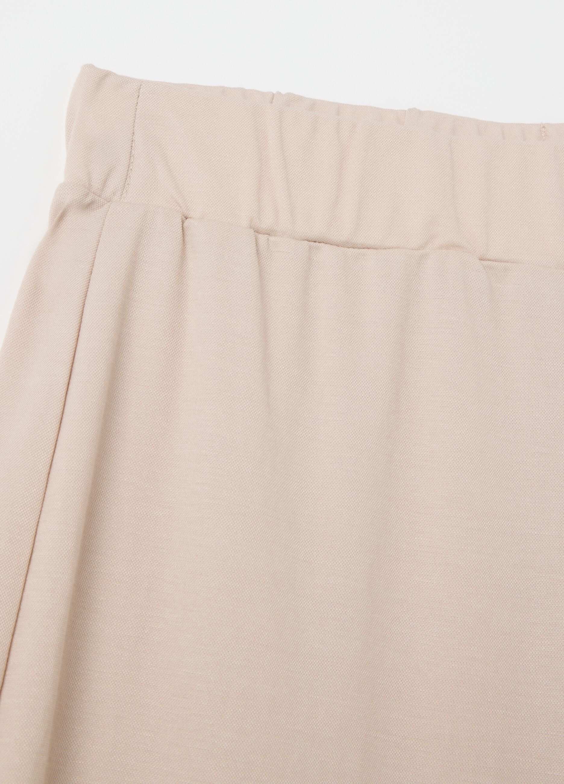 Pantaloni culotte da donna in misto viscosa beige regular fit