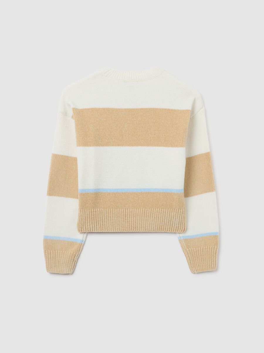 Girls' Regular Fit Multicoloured Striped Crew Neck Jumper_1