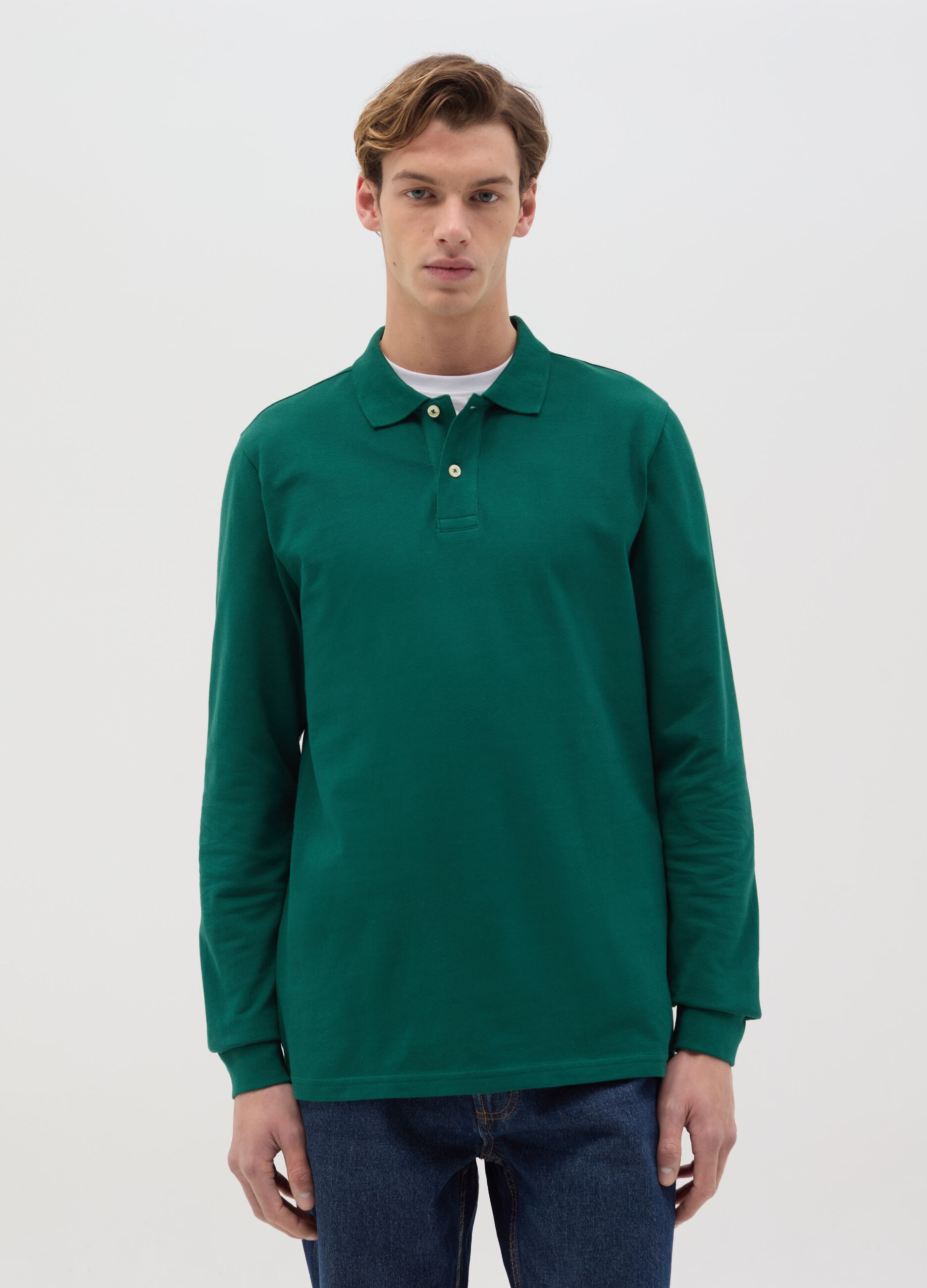Polo a maniche lunghe in cotone bio