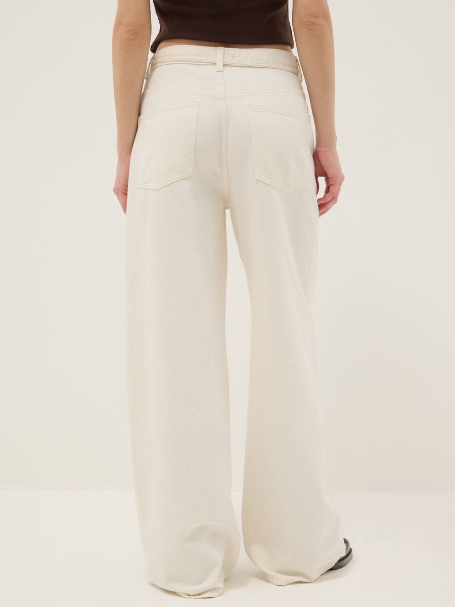 White pure cotton wide leg trousers_2