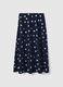 Long blue skirt with white polka dots in cotton and linen blend_4