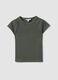 Green fitted ribbed stretch-cotton T-shirt with studs_4