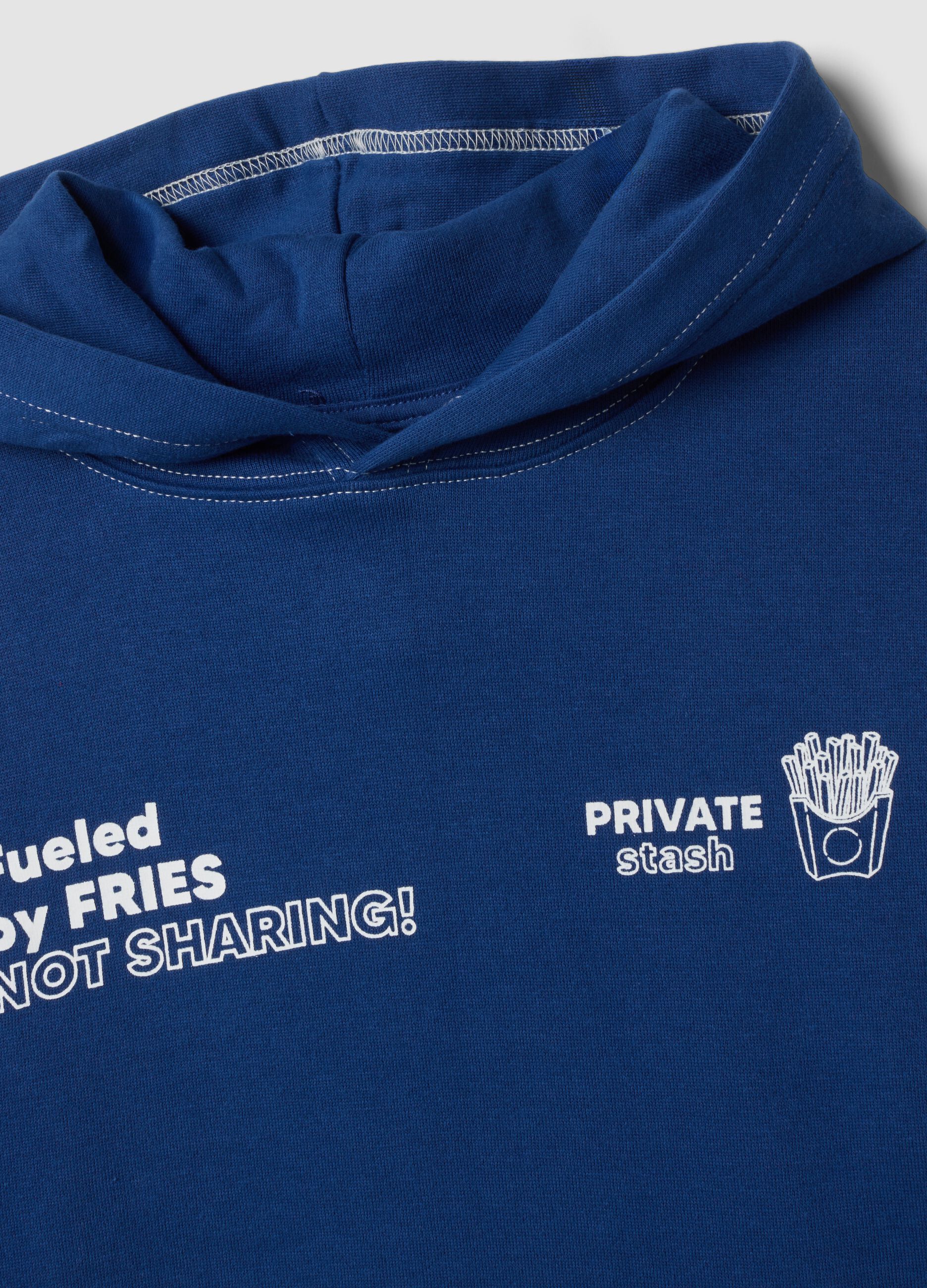 Navy blue pure cotton hoodie with prints, oversized fit
