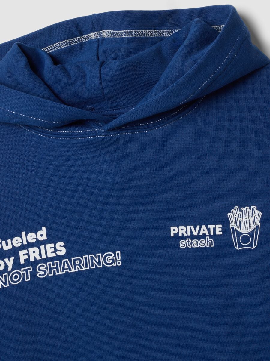 Navy blue pure cotton hoodie with prints, oversized fit_2