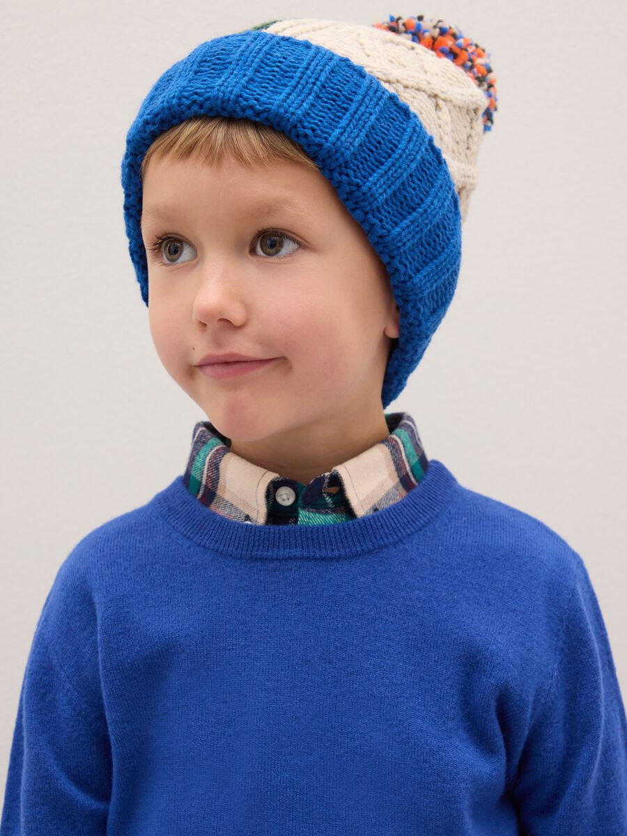 Cappello da bambino multicolor con pon pon_0
