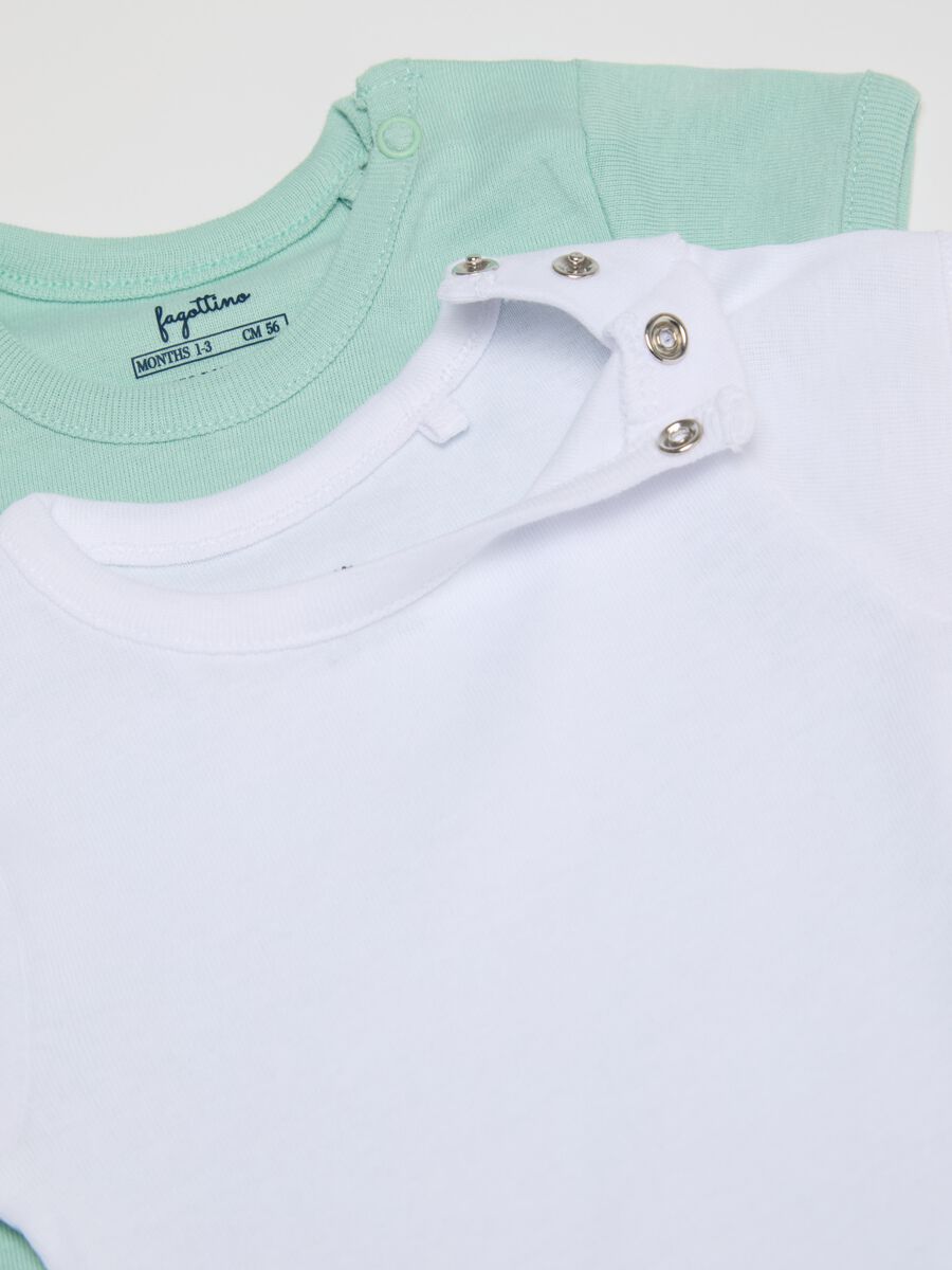 Three-pack short-sleeved bodysuits in organic cotton_2