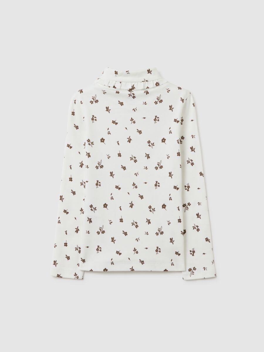 Multicoloured pure cotton girl's shirt with floral print_1