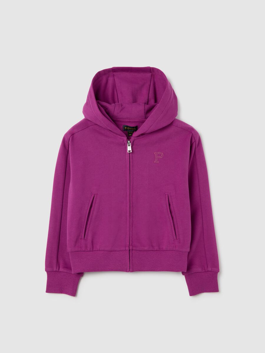 Felpa da ragazza in puro cotone viola regular fit_0