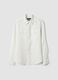 White pure linen regular-fit shirt with double chest pockets_4