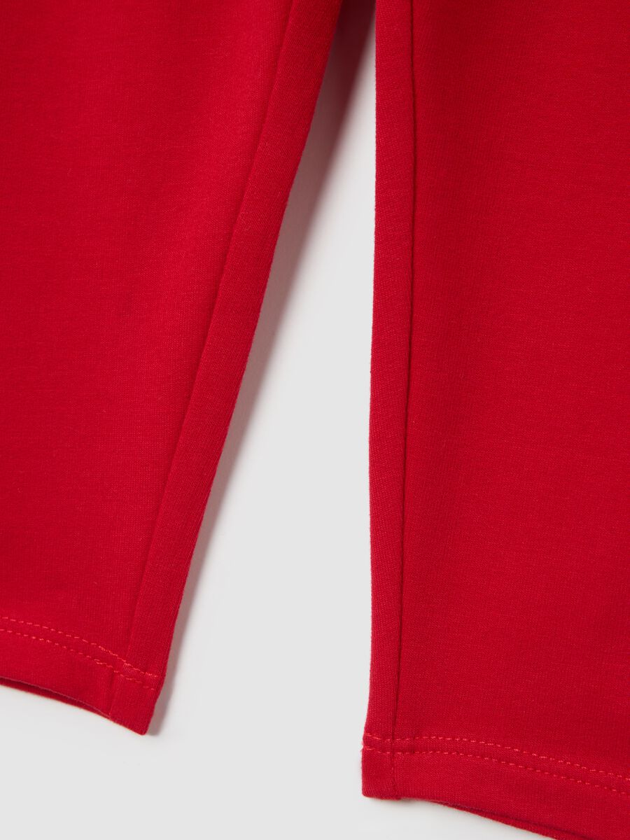 Red cotton slim-fit leggings for girls with prints_3