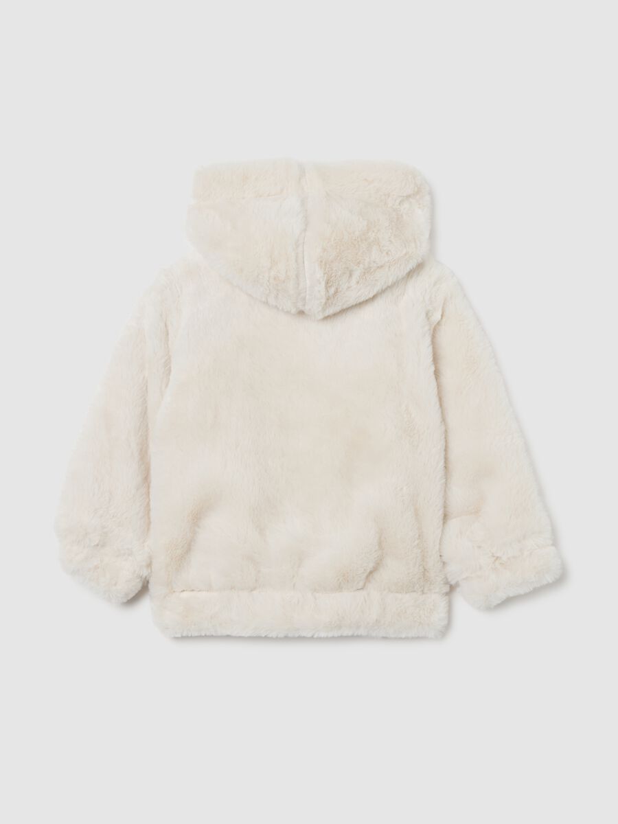 Beige regular fit zip-up hoodie for girls_1