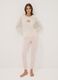 Beige organic cotton pyjamas with raised croissant embroidery_0