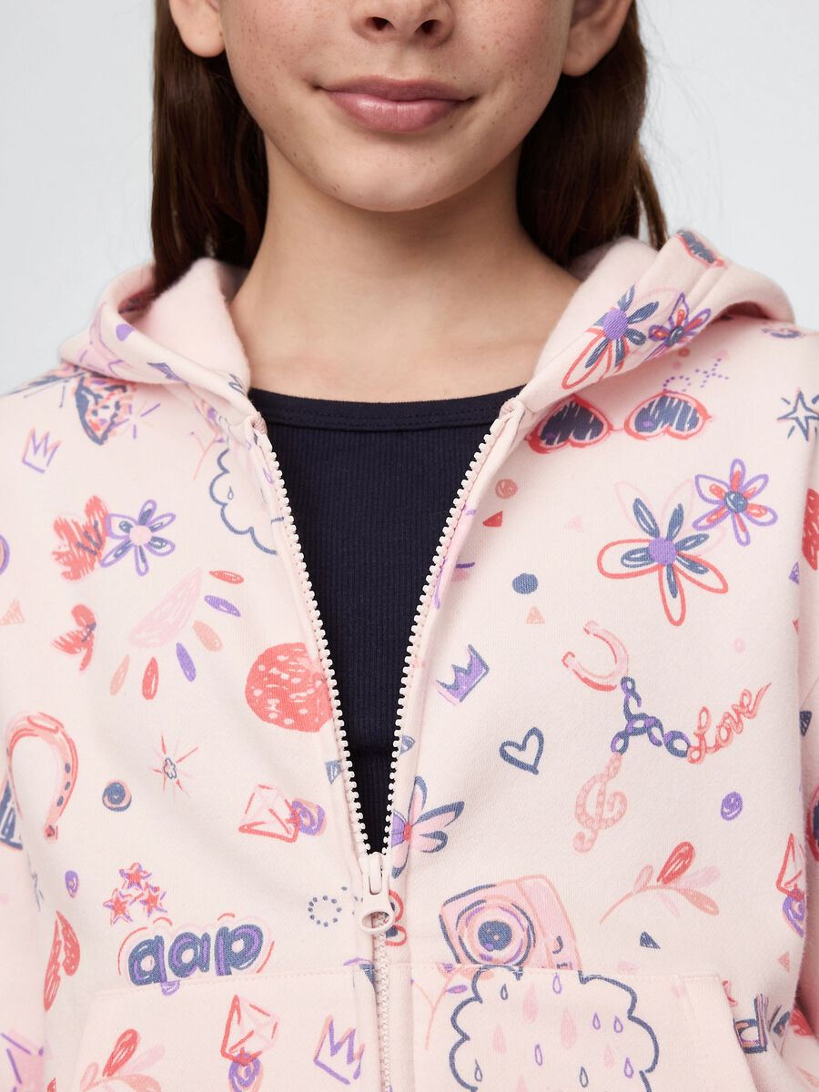 Pink full-zip sweatshirt with hood and all-over print_3