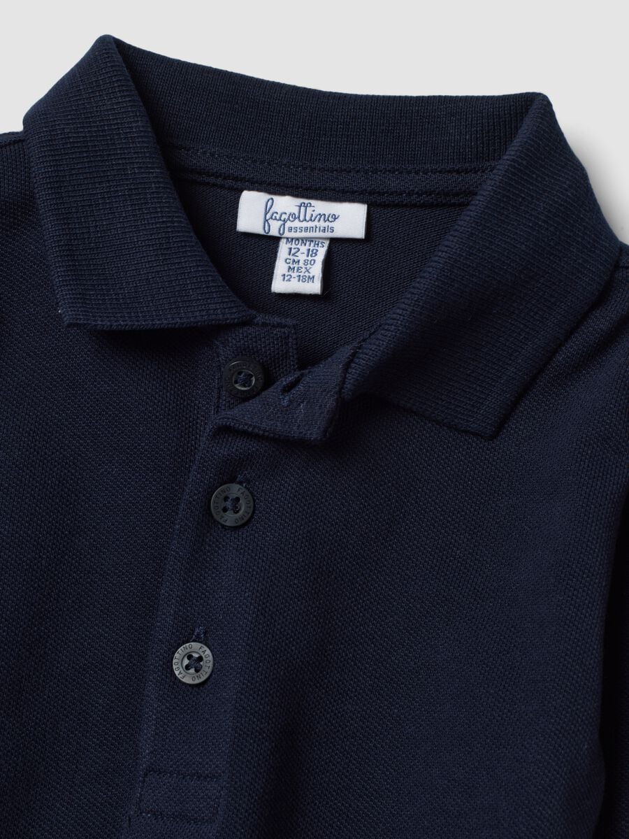 Blue long-sleeved organic cotton polo shirt_2