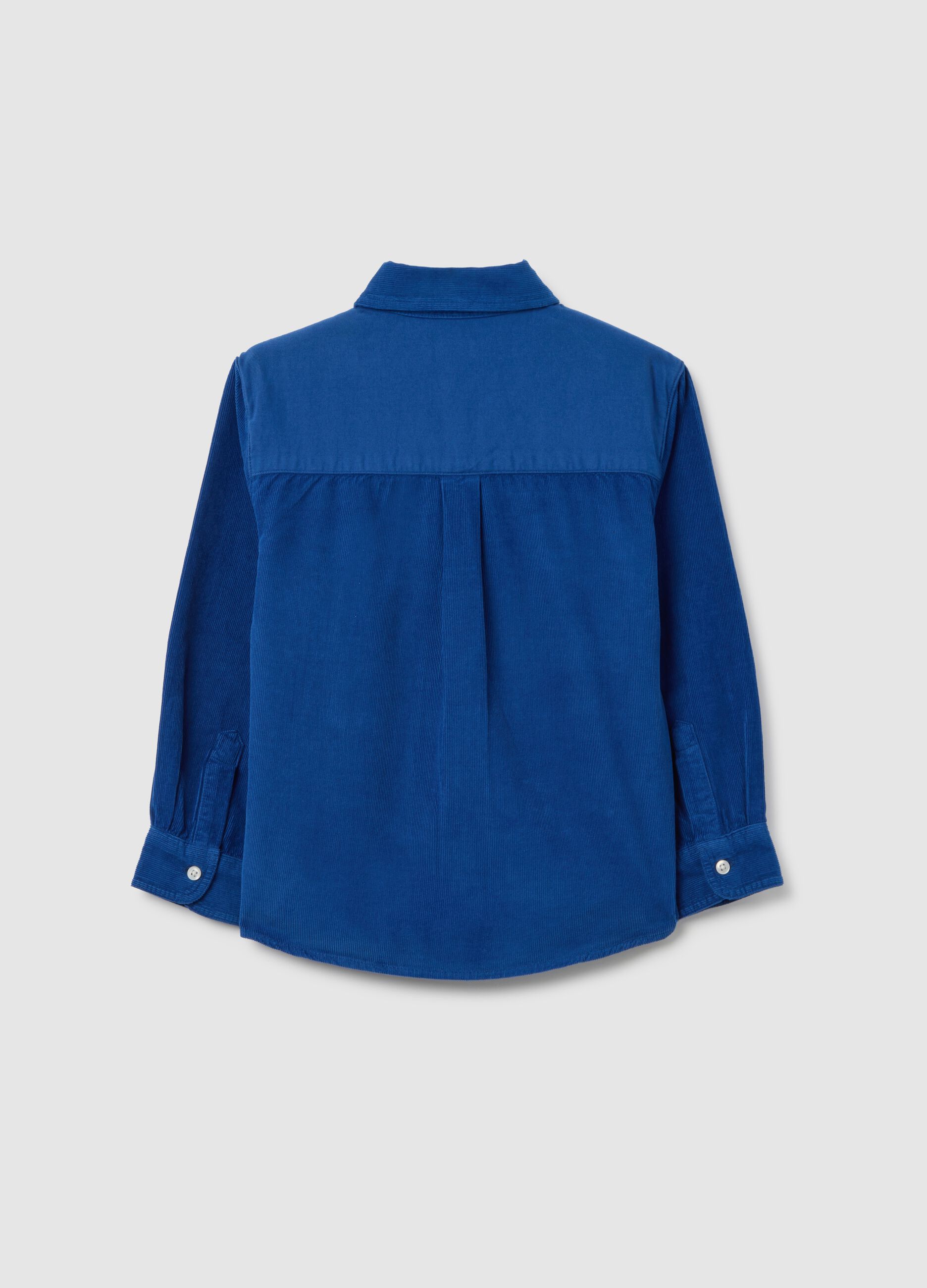 Camicia da bambino in puro cotone blu vestibilità oversize