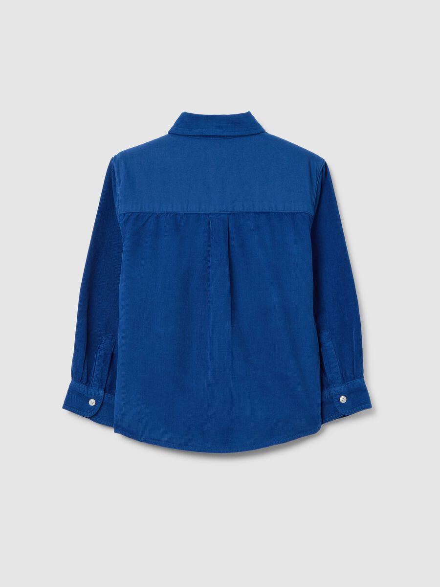 Camicia da bambino in puro cotone blu vestibilità oversize_1