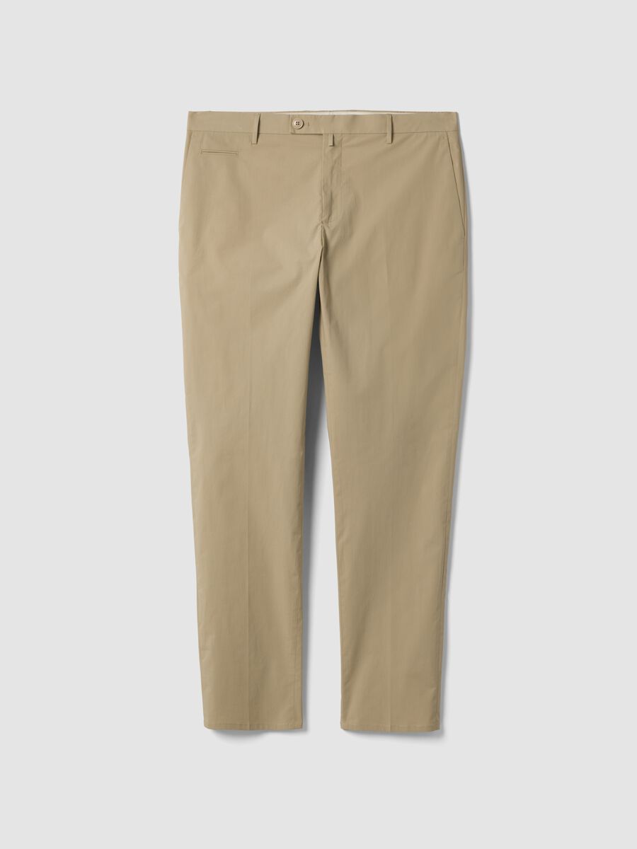 Pantaloni in cotone elasticizzato beige regular fit_0