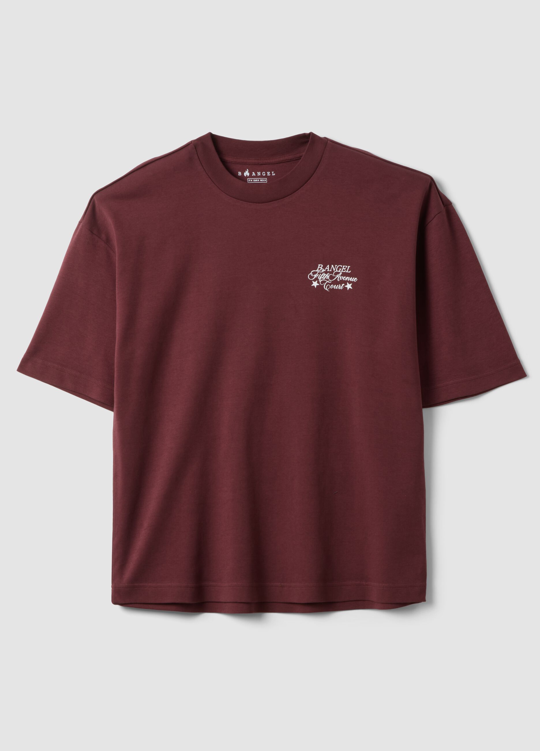 Red cropped pure cotton T-shirt with boxy-fit print