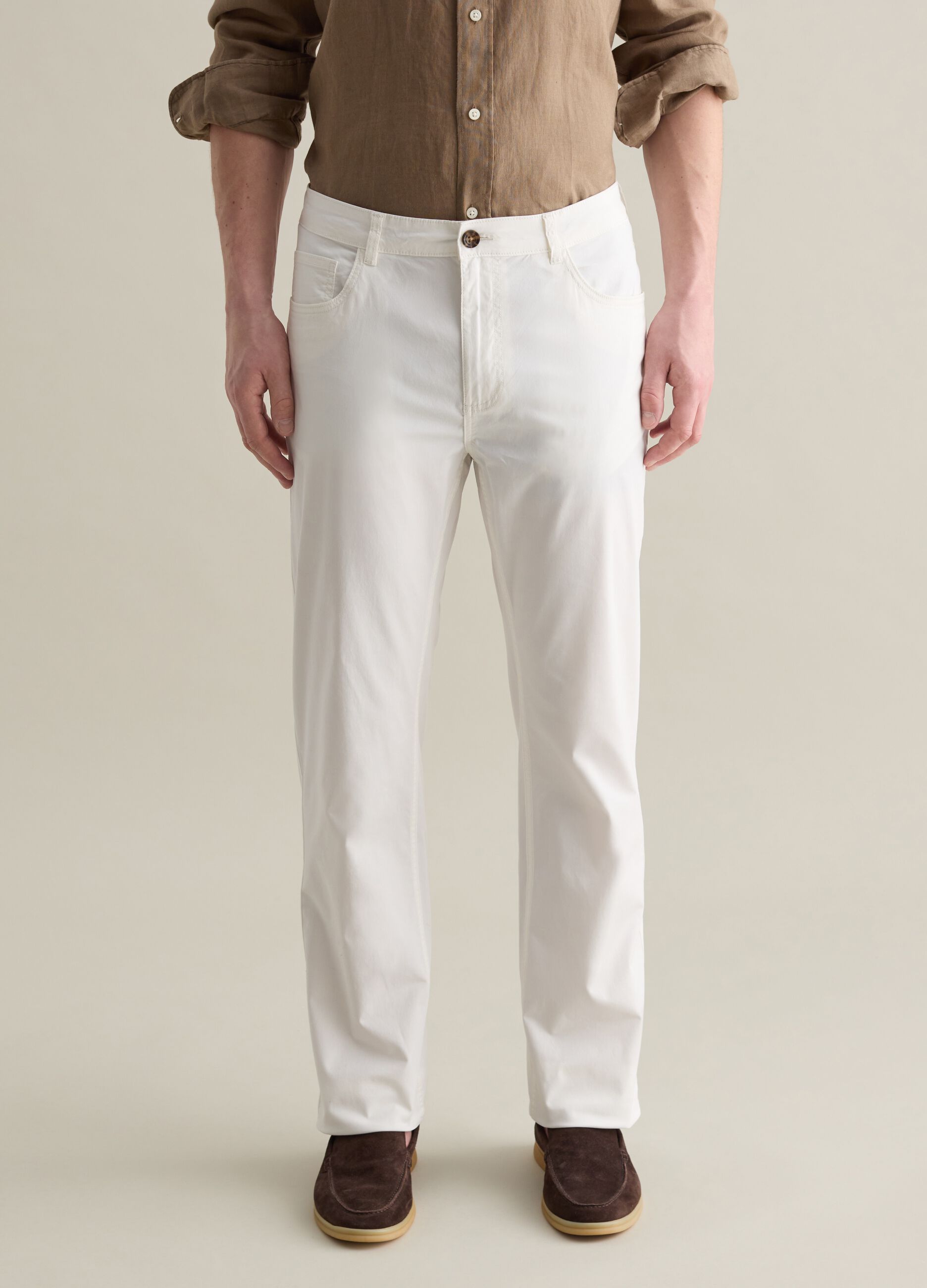 Pantaloni bianchi chino cinque tasche in cotone stretch