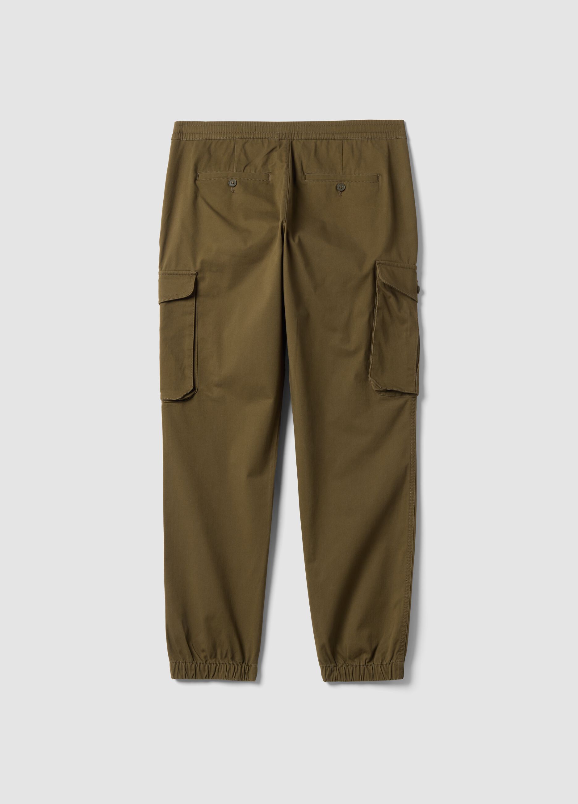 Green regular-fit stretch cotton cargo trousers
