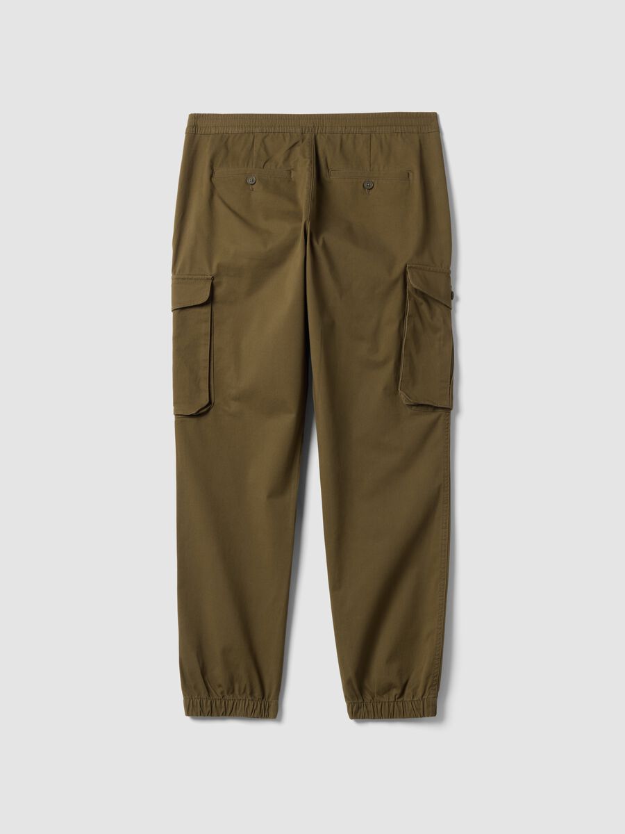 Pantaloni cargo verdi in cotone elasticizzato regular fit_2
