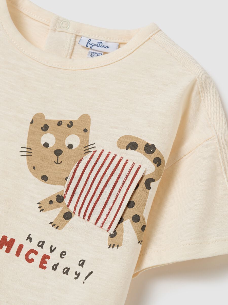 Baby T-shirt in pure beige cotton regular fit_2