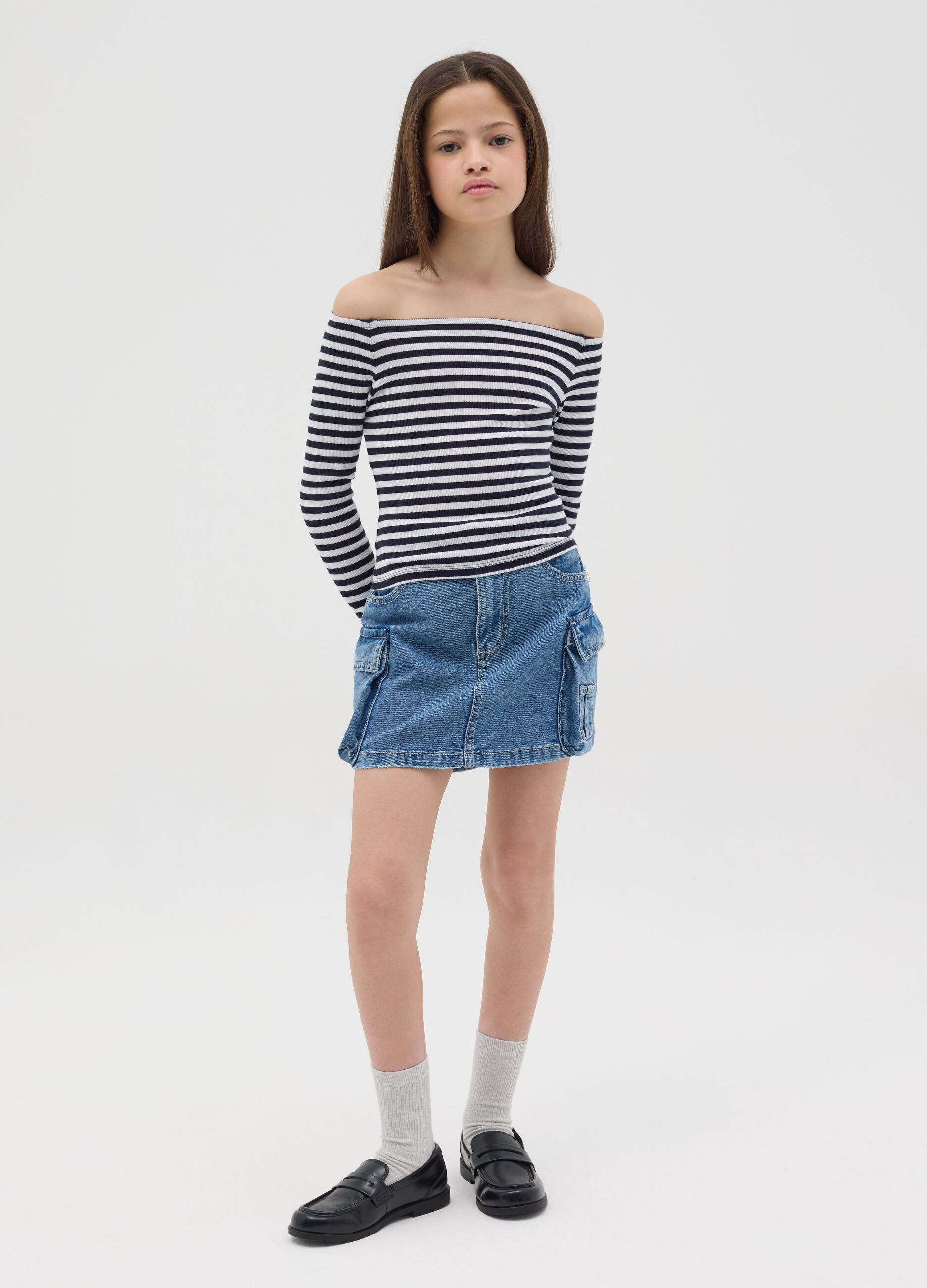 Cargo miniskirt in denim