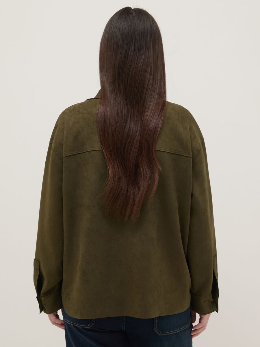 Green regular fit jacket with collar and buttons_2