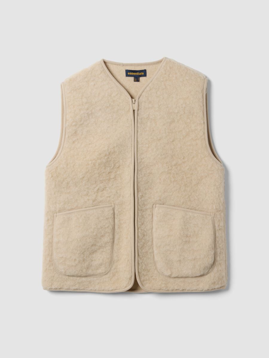 White oversized wool-blend sherpa gilet_0