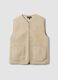 White oversized wool-blend sherpa gilet_0