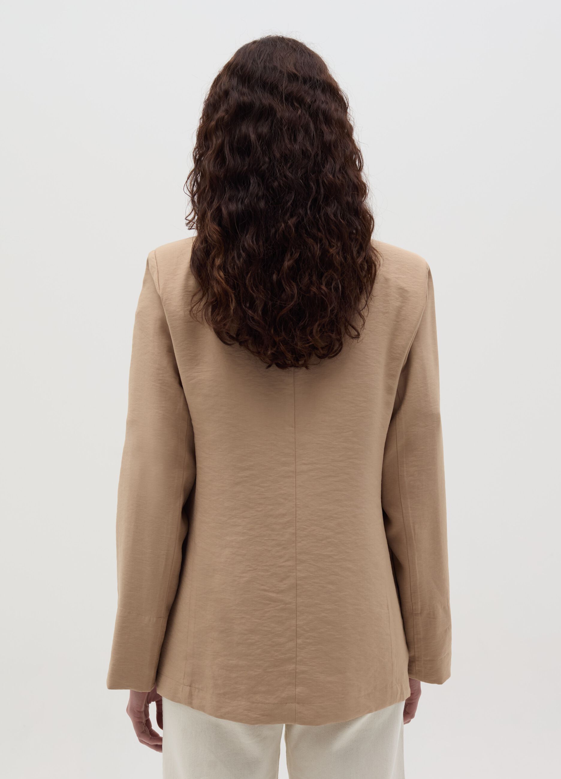 Open blazer in crêpe