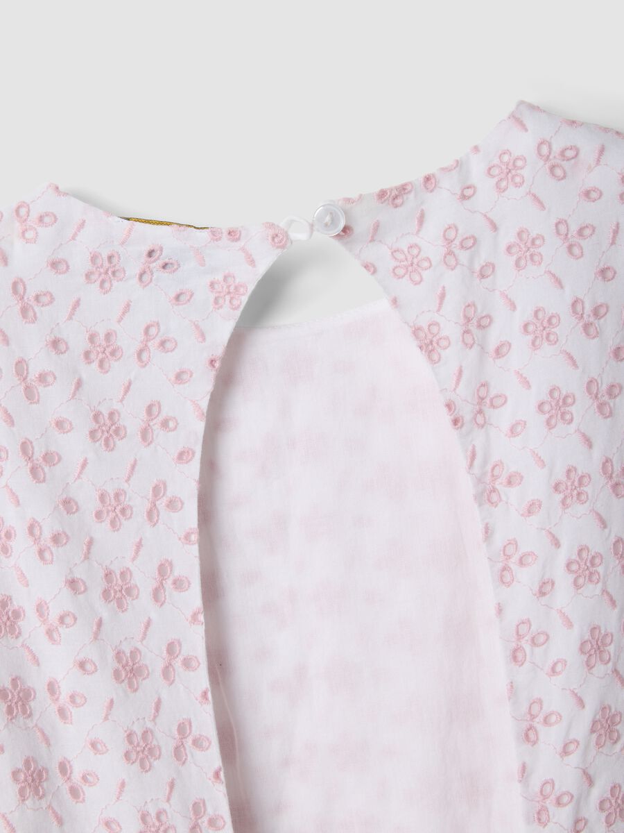Pink pure cotton dress with Broderie Anglaise embroidery_2
