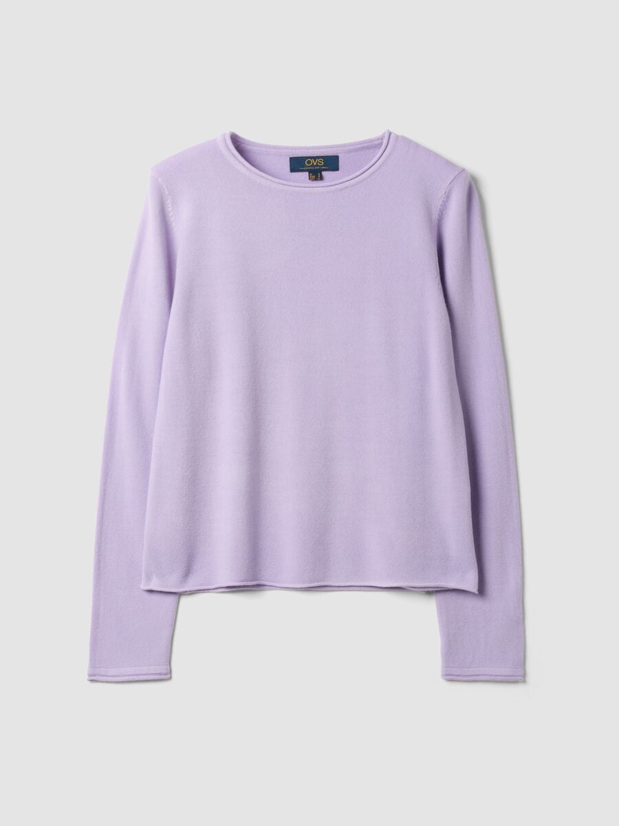Maglia viola girocollo fitted a maniche lunghe_4