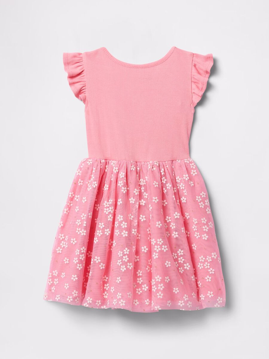 Pink dress with floral tulle skirt_2