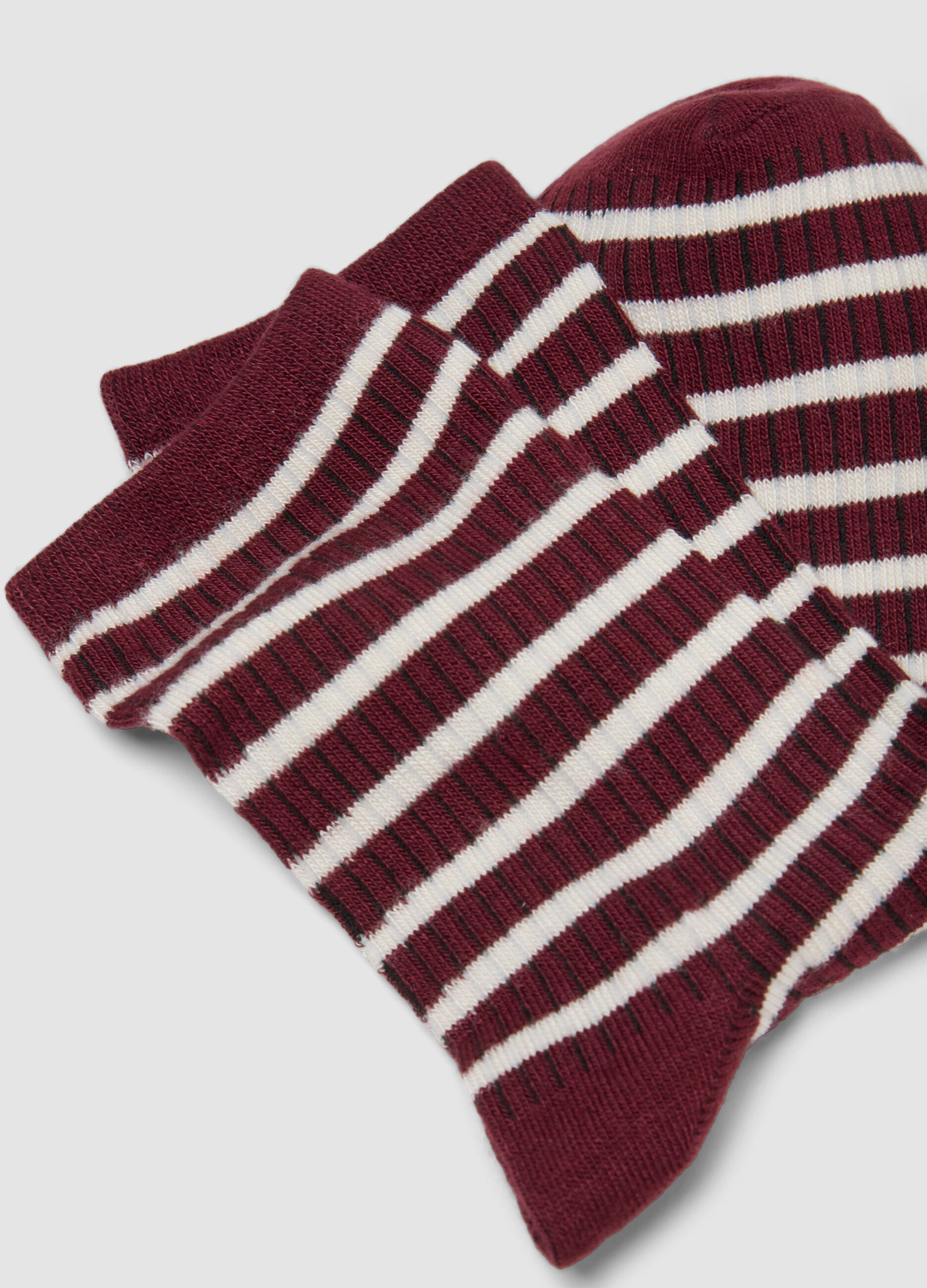 Red striped stretch-fabric socks
