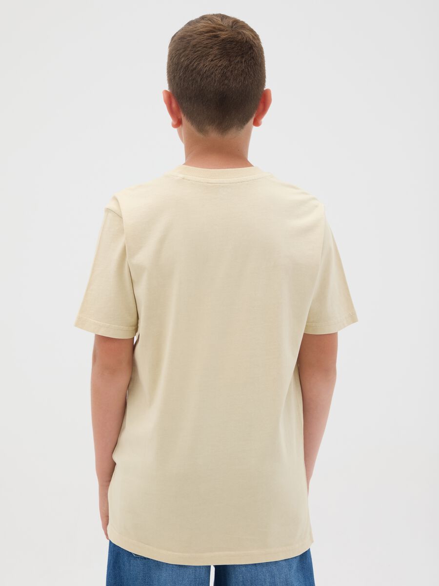T-shirt da ragazzo in puro cotone beige regular fit_1