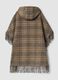 Brown checked wool and viscose blend cape with fringed trim_1