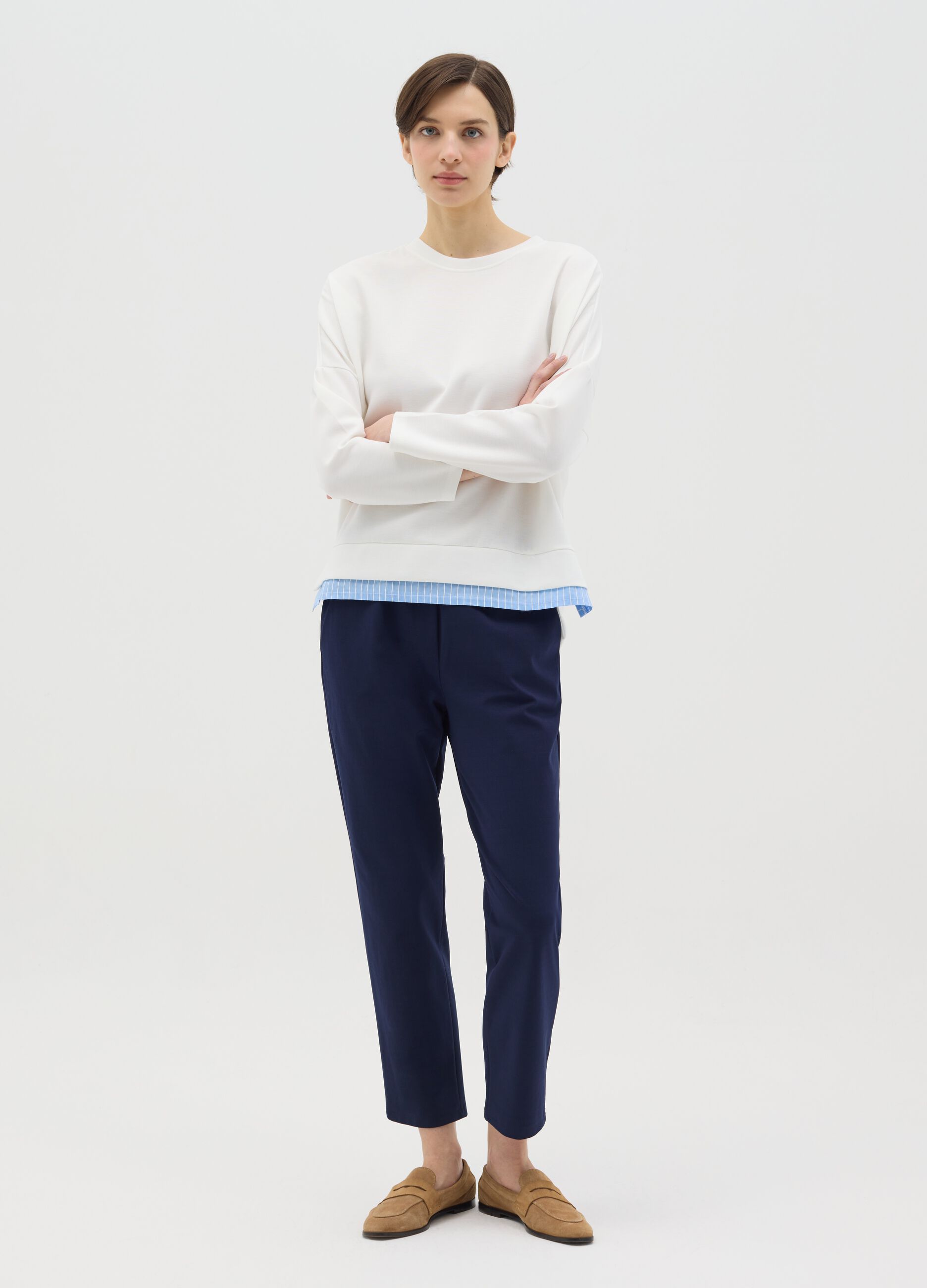 Blue regular-fit stretch trousers