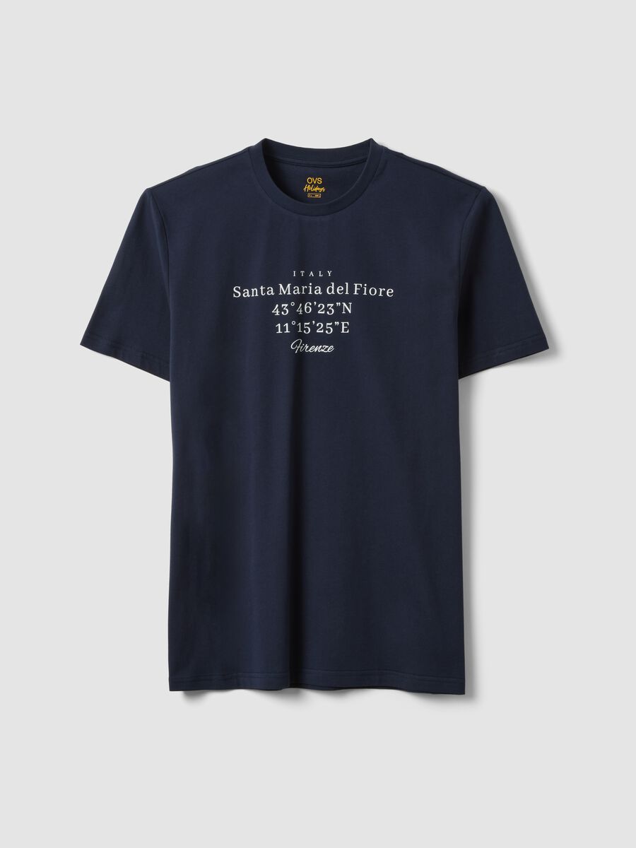 Blue short-sleeved pure cotton regular fit T-shirt_4
