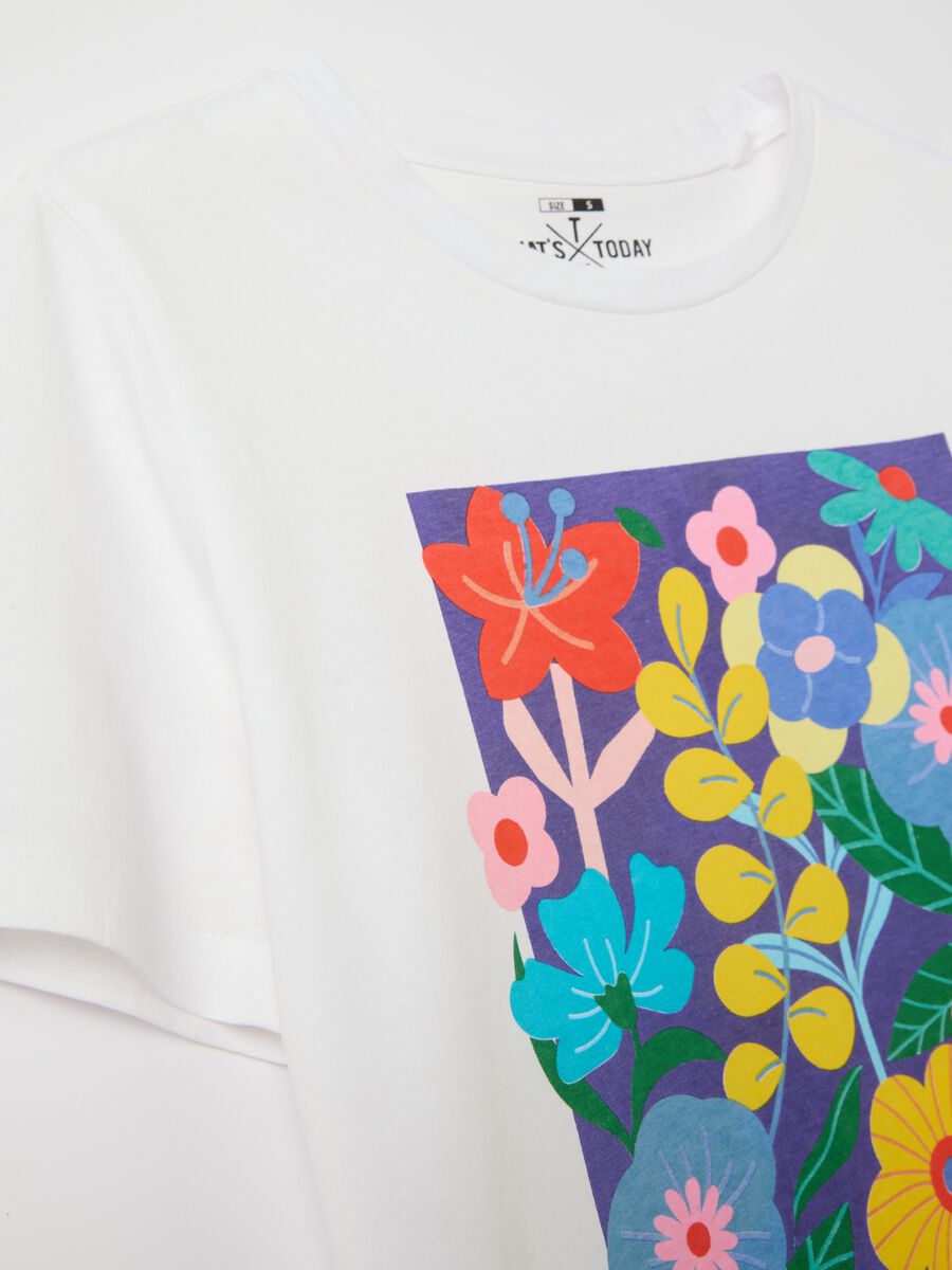 White cotton floral pattern T-shirt by Ovs_5