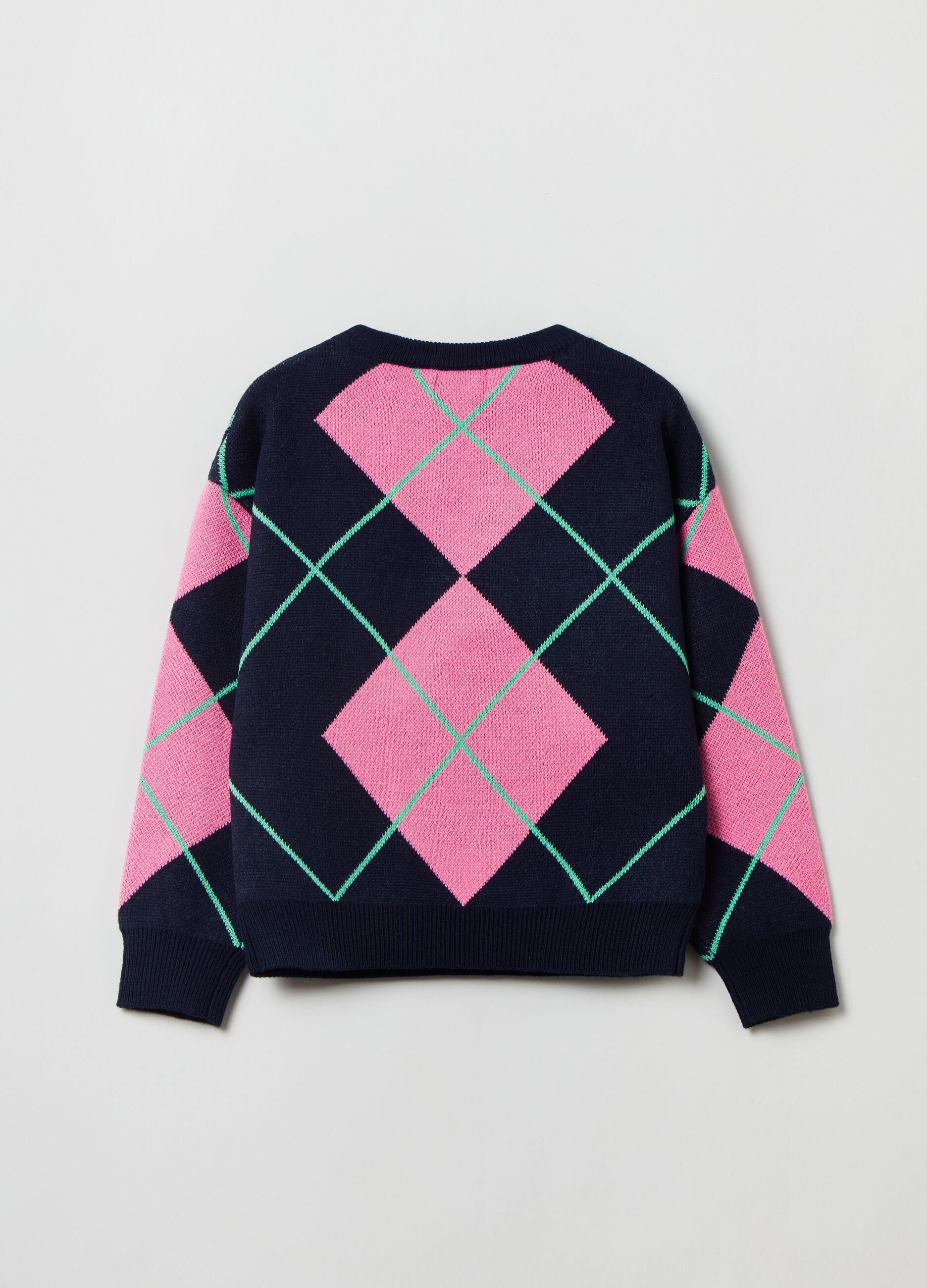 Pullover con lavorazione jacquard a rombi_1