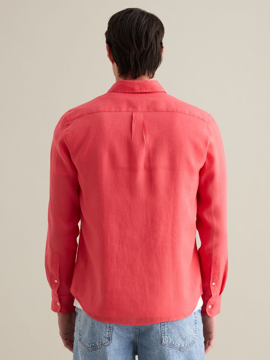 Pink Long Sleeve Linen Shirt by Piombo_3