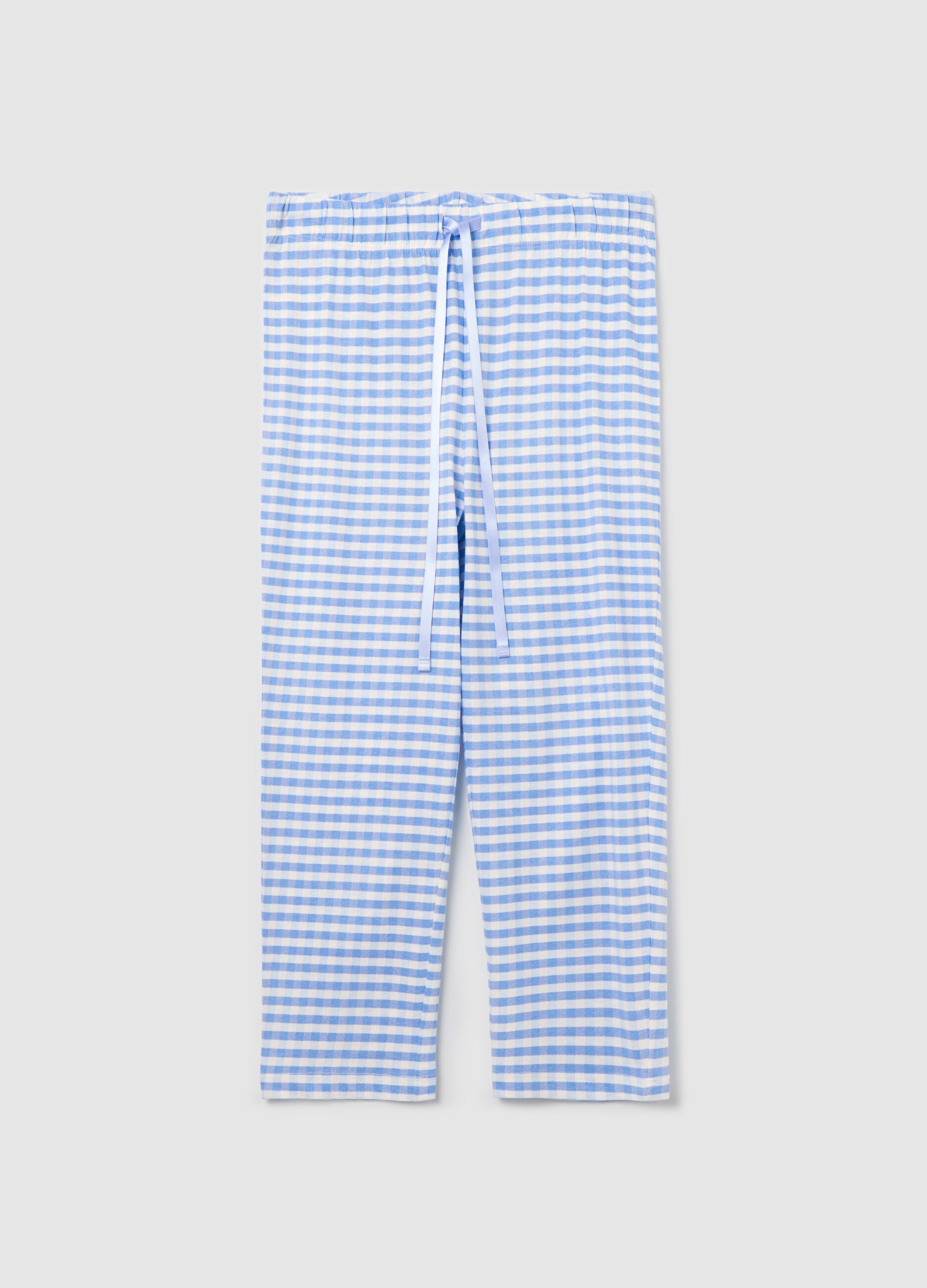 Capri pyjama trousers in white and light blue gingham